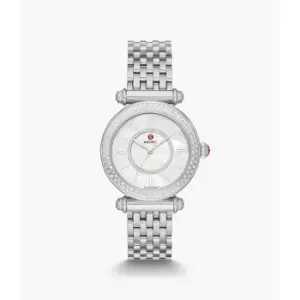 Michele Womens Caber Stainless Diamond Watch - Silver