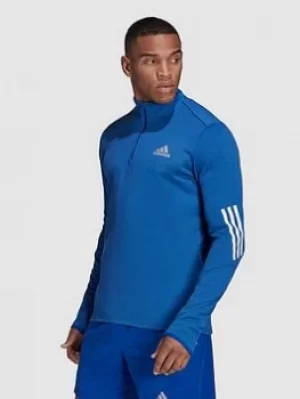 Adidas 3 Stripe 1/4 Zip, Blue, Size 2XL, Men
