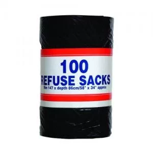 Big Value Refuse Sacks 92 Litre 100 Bags per Roll Pack of 6 RY00365