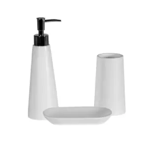 Showerdrape Alto 3 Piece Bathroom Set - Soap Dish, Tumbler, Liquid - White