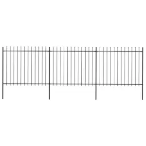 Vidaxl Garden Fence With Spear Top Steel 5.1X1.5 M Black