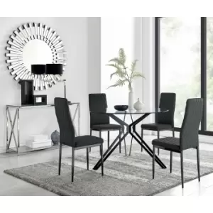 Cascina Dining Table and 4 Black Milan Black Leg Chairs - Black