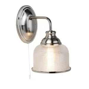Antique Style Satin Silver and Halophane Glass Wall Light