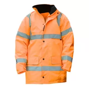 Warrior Mens Nevada High Visibility Safety Jacket (S) (Fluorescent Orange)