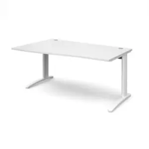 Office Desk Left Hand Wave Desk 1600mm White Top With White Frame TR10