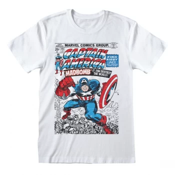 Marvel Comics Captain America - Comic Cover Unisex XX-Large T-Shirt - White