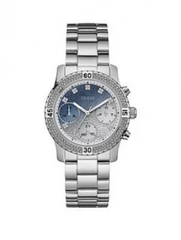 Guess Guess Confetti Stone Set Bezel And Dial Ladies Stainless Steel Bracelet Watch