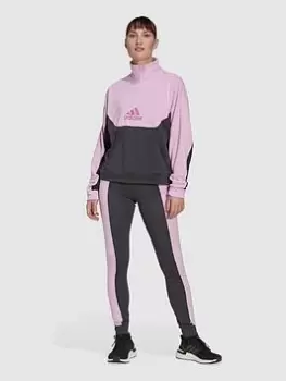 adidas Half Zip & Legging Tracksuit - Pink, Dark Grey Size XS Women