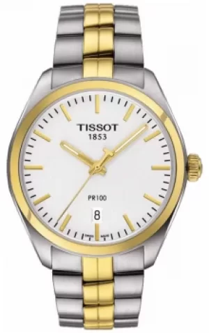 Tissot Mens PR100 Stainless Steel Gold Plated Bracelet Date Watch