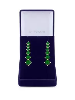 Jon Richard Gold Plated Cubic Zirconia Emerald Tennis Earrings - Gift Boxed, Gold, Women