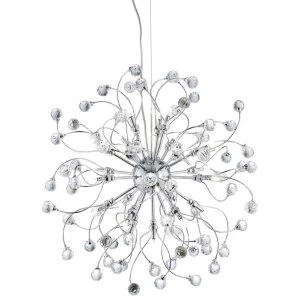 24 Light Ceiling Pendant Chrome with Crystals, G4 Bulb