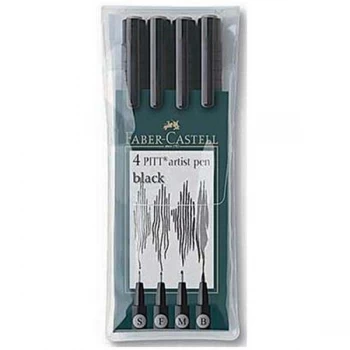 Faber Castell PITT Artist Pen Set Black S, F, M, B Box of 4