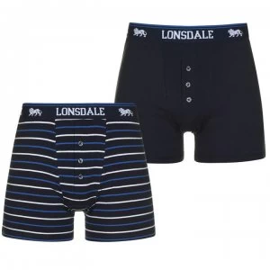 Lonsdale 2 Pack Boxers Mens - Navy/Stripe