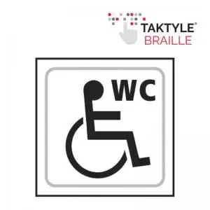 Disabled WC Graphic&rsquo; Sign; Self Adhesive Taktyle; White