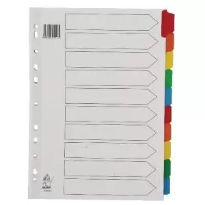 A4 Mylar Divider 10-Part White with Multi-Colour Tabs WX01526 WX01526