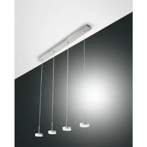 Fabas Luce Dunk LED Straight Bar Pendant Ceiling Light Brushed Aluminum Glass