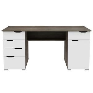 Alphason Kentucky Dark Oak Effect Desk with White Gloss Drawer Fronts