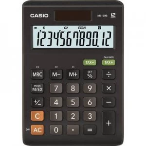Casio MS-20B Desk calculator Black Display (digits): 12 solar-powered, battery-powered (W x H x D) 103 x 29 x 147mm