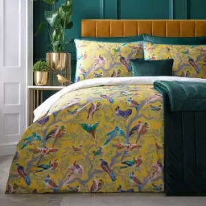 Laurence Llewelyn Bowen - Birdity Absurdity 200 Thread Count 100% Cotton Duvet Cover Set, Yellow, King