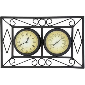 Charles Bentley Wall Frame Clock And Thermometer Black - wilko - Garden & Outdoor