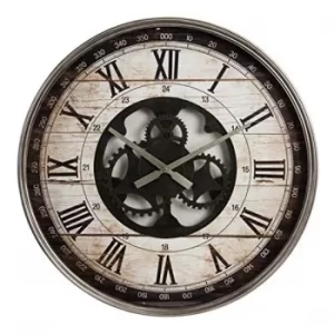 Hometime Vintage Metal Wall Clock Open Movement Style