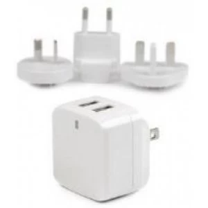 StarTech Dual-port USB Wall Charger International Travel 17W/3.4A White