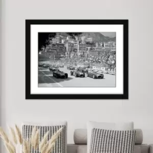 The Art Group Life Grand Prix De Monaco 1956 Framed Print Black and white