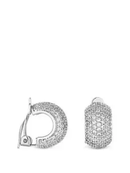 Jon Richard Rhodium Plated Cubic Zirconia Chunky Pave Clip Earrings, Silver, Women