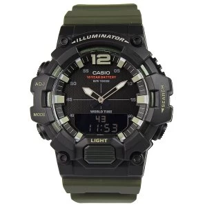 Analogue-Digital Combination Watch with Green Resin Strap