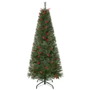 Artificial Christmas Tree with Realistic Branches and Red Berries 5ft, Green
