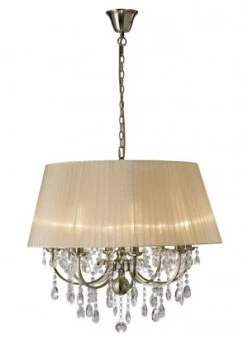 Ceiling Pendant with Soft Bronze Shade 8 Light Antique Brass, Crystal