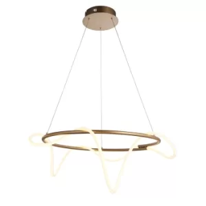 Attalea Modern Designer Ring Style LED Pendant Light Flexible Silcon Tube Satin Gold Finish