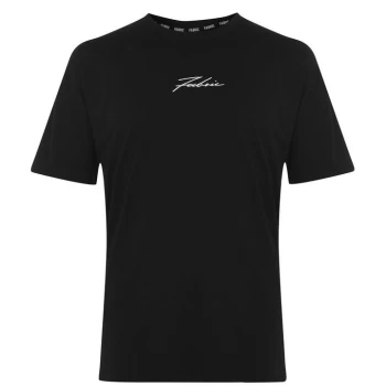 Fabric Large Logo T Shirt Ladies - Black