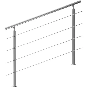 Banisters Stainless Steel Indoor and Outdoor Handrail Railing Balustrade Balcony 4 crossbars, 150cm - Monzana