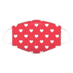 Red with White Hearts Reusable Face Covering - Large