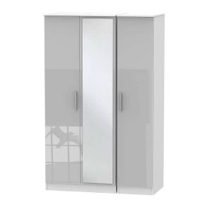 Goodland 3-Door Mirrored Wardrobe Grey