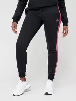 Adidas Sportswear 3 Stripe Jogger, Black/Pink, Size L, Women