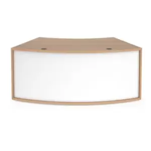 Denver reception 45° curved base unit 1800mm - beech with white panels