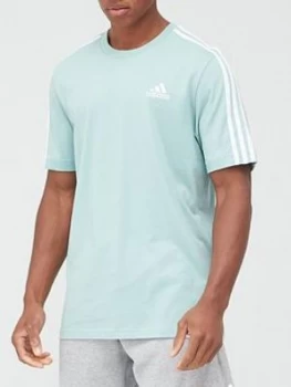 adidas 3-Stripe T-Shirt - Green, Size L, Men
