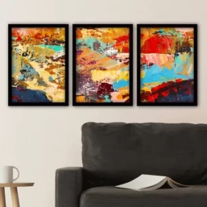 3SC146 Multicolor Decorative Framed Painting (3 Pieces)