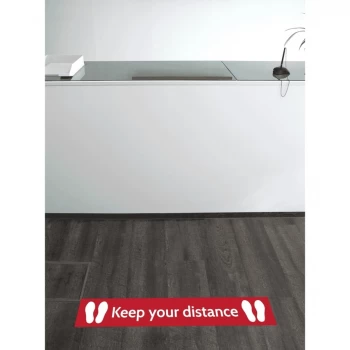 Social Distance Floor Marker - Red Keep your Distance (1000 X 150mm)