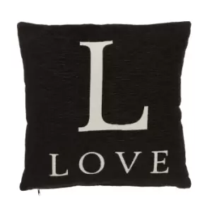 "Love" Black Filled Cushion 45x45cm