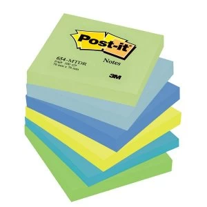 Post it 654 Sticky Notes Repositionable 76 x 76mm Mint Rainbow Dreamy Colours 6 x 100 Sheets