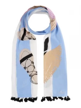 Kate Spade New York Beach towel scene oblong scarf Blue Multi