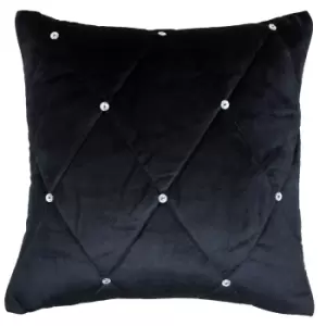 New Diamante Embellished Cushion Black / 45 x 45cm / Polyester Filled