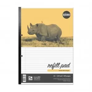 RHINO Office A4 Refill Pad Sidebound 400 Pages 200 Leaf 8mm Lined