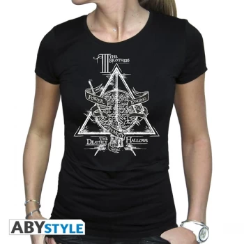 Harry Potter - Deathly Hallows Womens Medium T-Shirt - Black