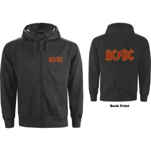 AC/DC - Logo Mens X-Large Zipped Hoodie - Charcoal Grey