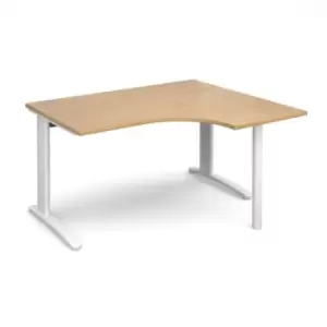 Office Desk Right Hand Corner Desk 1400mm Oak Top With White Frame 1200mm Depth TR10 TBER14WO