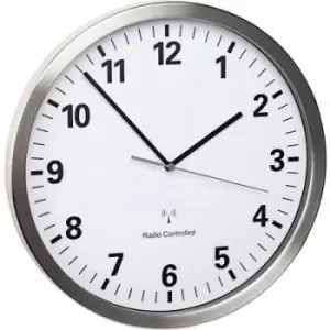 TFA Dostmann 60.3523.02 Radio Wall clock 30.5cm x 4.3cm Stainless steel Noiseless movement, Energy-saving mode